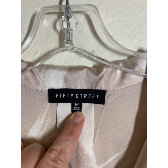 Fifty Street Business Casual Button Up Blouse Top Pastel Neutral Office Medium - Picture 4 of 6
